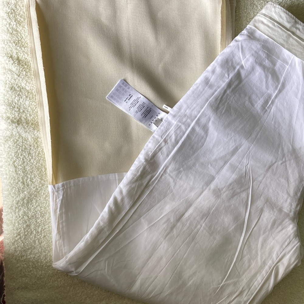 Sandro Wide Leg Pants in Light Beige/Cream - Picture 13 of 14